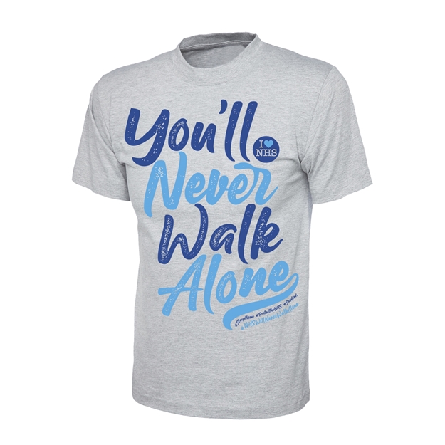 Picture of YOU'LL NEVER WALK ALONE ADULTS HEATHER GREY T-SHIRT 50% DONATED 