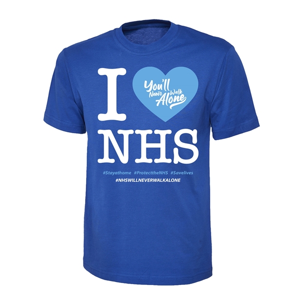 Picture of I LOVE THE NHS ADULTS ROYAL BLUE T-SHIRT 50% DONATED
