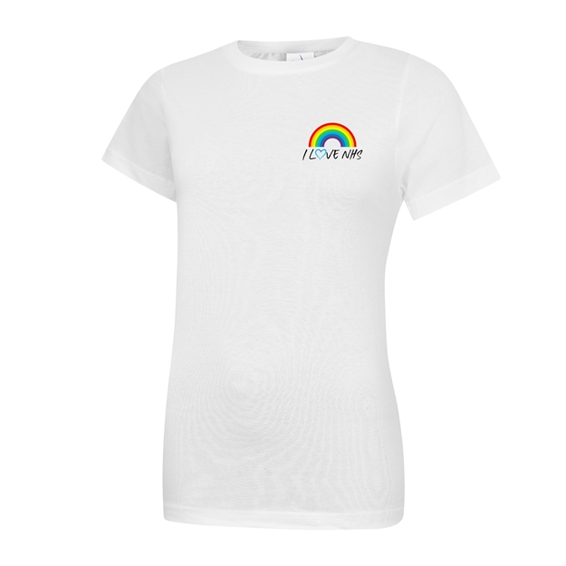 Picture of NHS RAINBOW LADIES FITTED WHITE T-SHIRT 50% DONATED