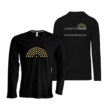Picture of Connected Voices Unisex Long Sleeve V-Neck T-shirt in Black