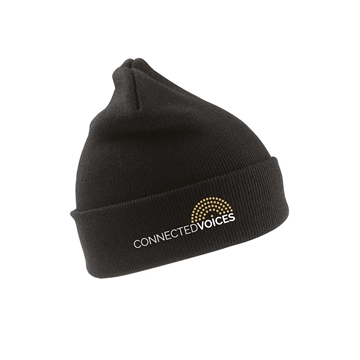 Picture of Connected Voices Beanie Hat in Black Full Logo Design