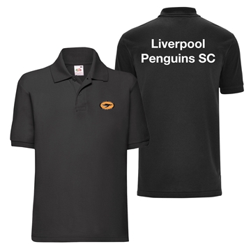 Picture of Liverpool Penguins Fruit Of The Loom Childrens 65/35 Black Polo Shirt with personalisation