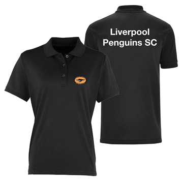 Picture of Liverpool Penguins Premier Coolchecker Ladies Fit Pique Black Polo Shirt with personalisation