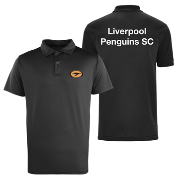 Picture of Liverpool Penguins Premier Coolchecker Unisex Pique Black Polo Shirt with personalisation
