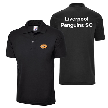 Picture of Liverpool Penguins Unisex Cotton Mix Black Polo Shirt with personalisation
